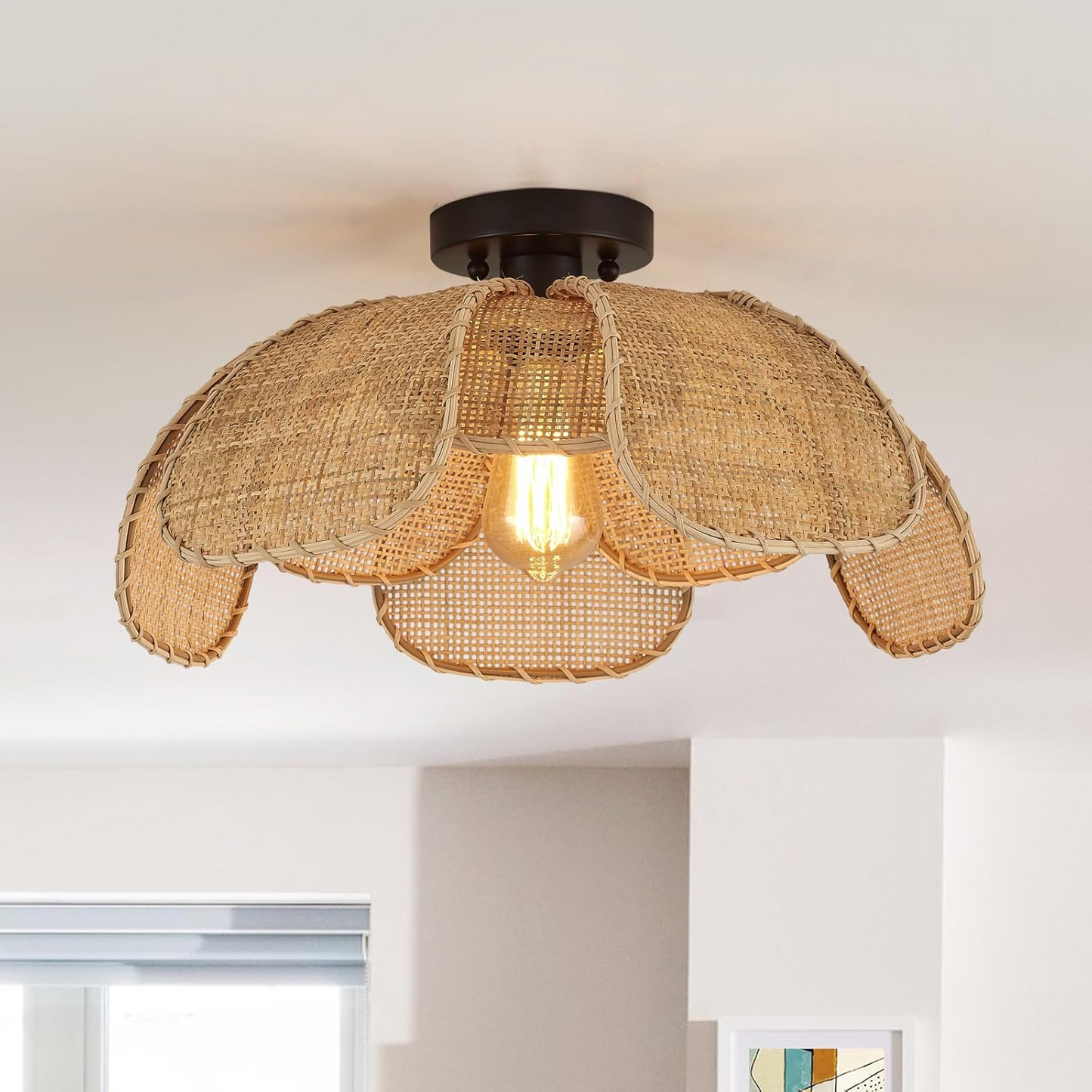 Willa Rattan Flower Ceiling Light
