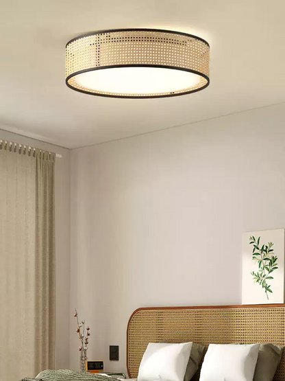 Alora Lyla Rattan LED Flush Ceiling Light