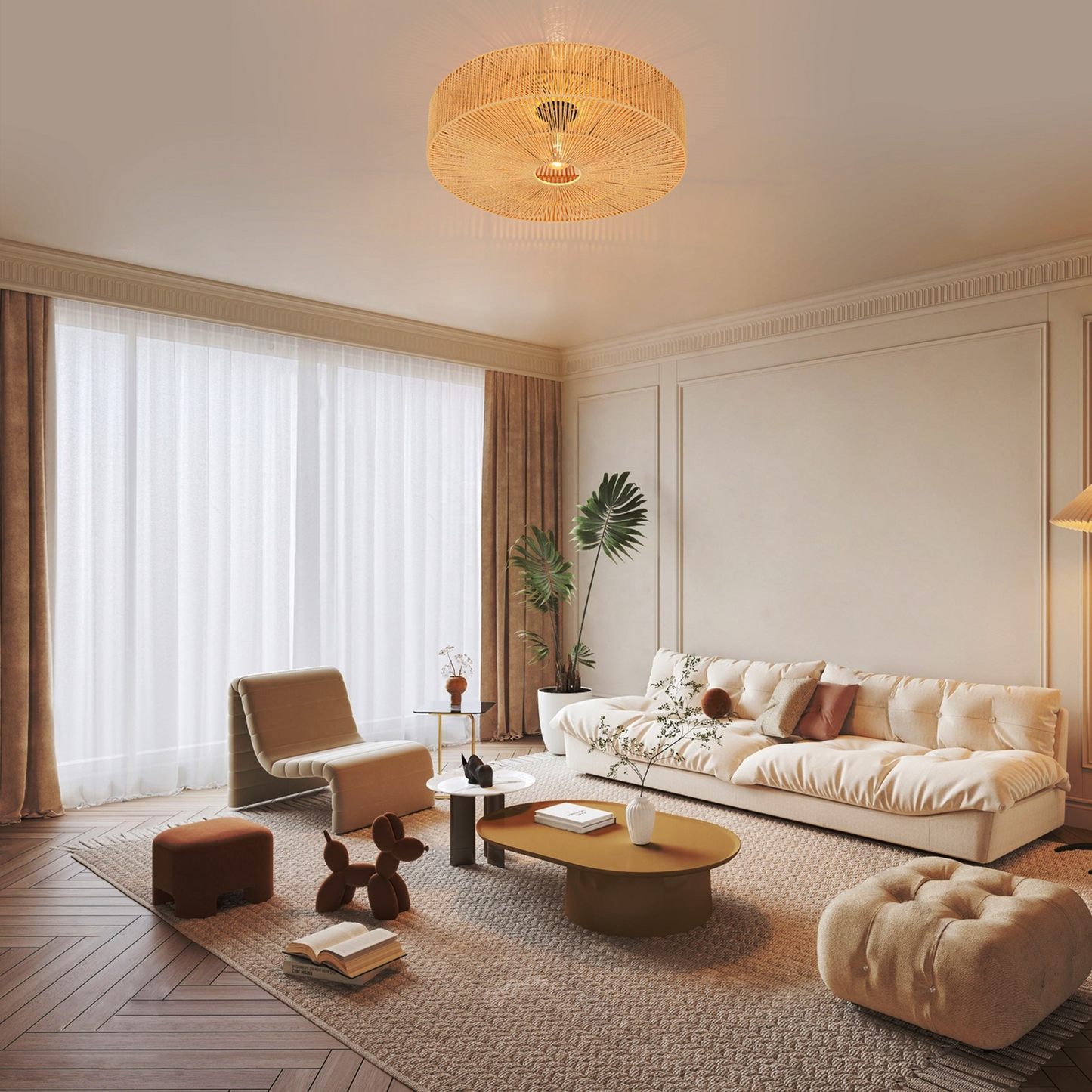 Monike Classic Design Rattan Ceiling Light