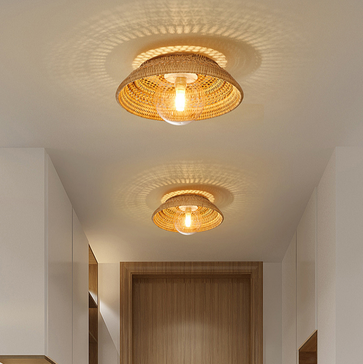 Small Boru Rattan Flush Mount