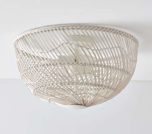 Pottery Barn Floral Rattan Ceiling Light