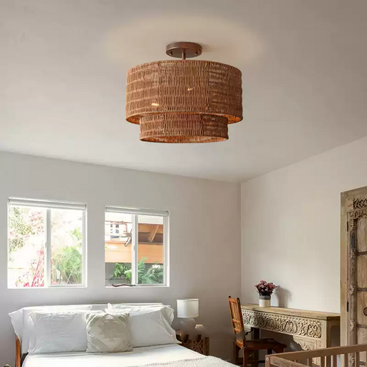 Paloma Drum Rattan Ceiling Light