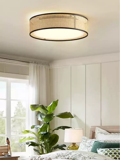Alora Lyla Rattan LED Flush Ceiling Light