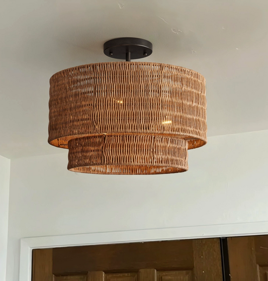 Paloma Drum Rattan Ceiling Light