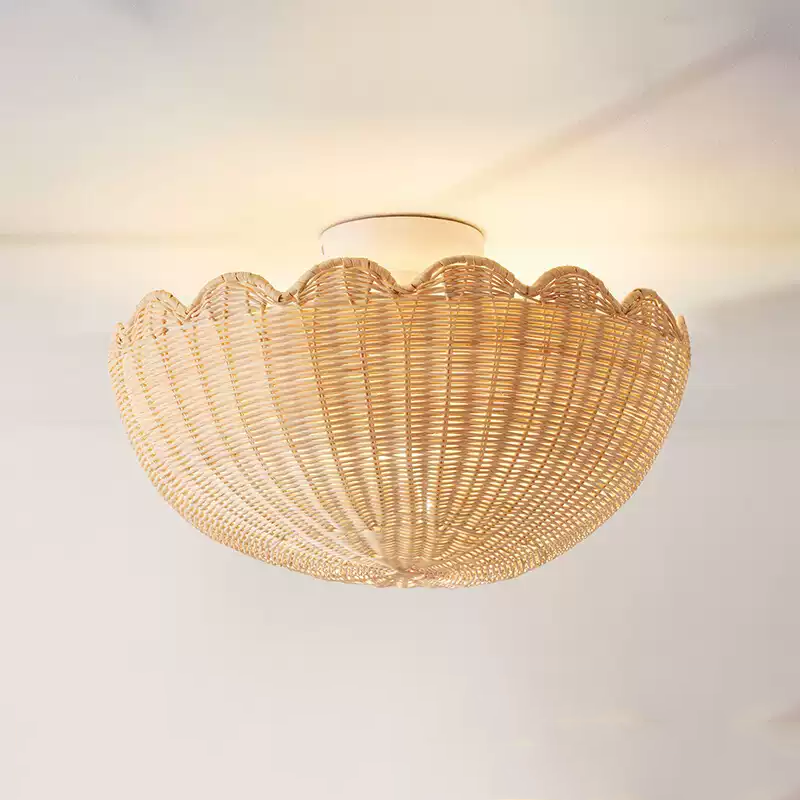 Rattan Bubble Flush Mount Light