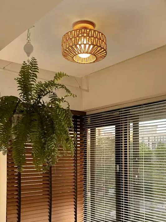 Kenmi Boho Rattan Ceiling Light