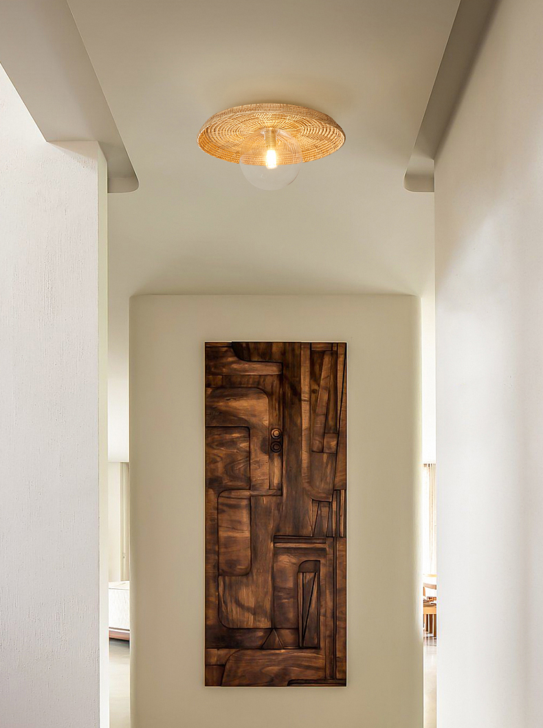 Plato Boho Rattan Ceiling Flush Mount