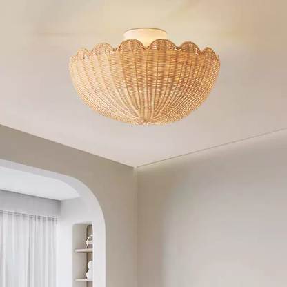 Rattan Bubble Flush Mount Light