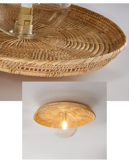 Plato Boho Rattan Ceiling Flush Mount