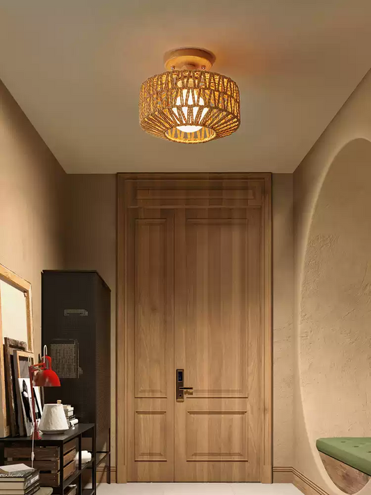 Kenmi Boho Rattan Ceiling Light