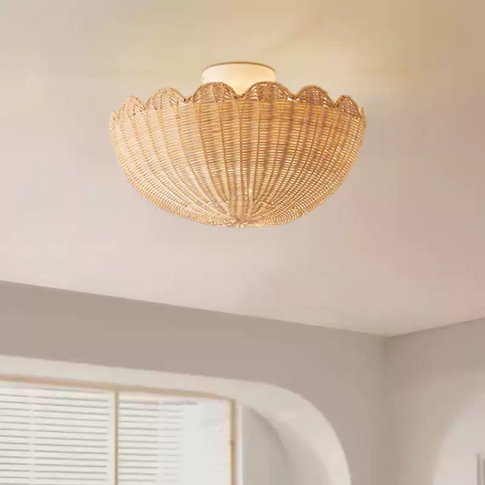 Rattan Bubble Flush Mount Light