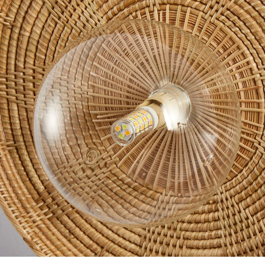 Plato Boho Rattan Ceiling Flush Mount