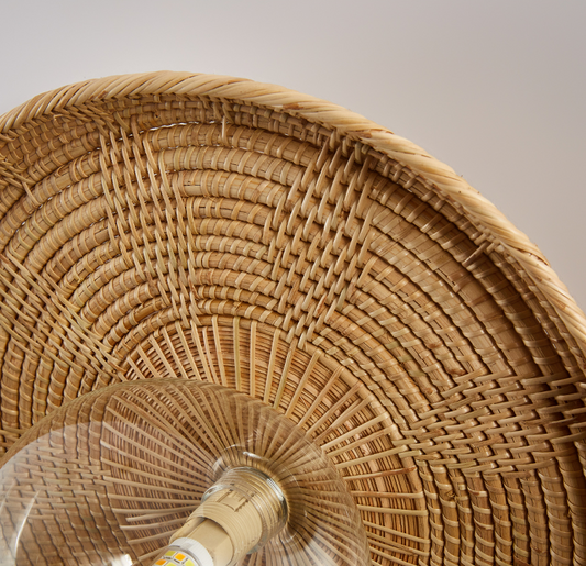 Plato Boho Rattan Ceiling Flush Mount