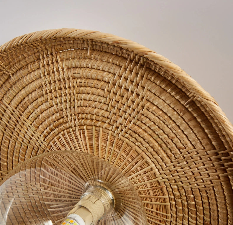Plato Boho Rattan Ceiling Flush Mount