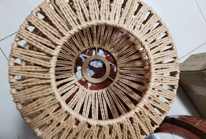 Kenmi Boho Small Rattan Drum Ceiling Light - Semi Flush Mount