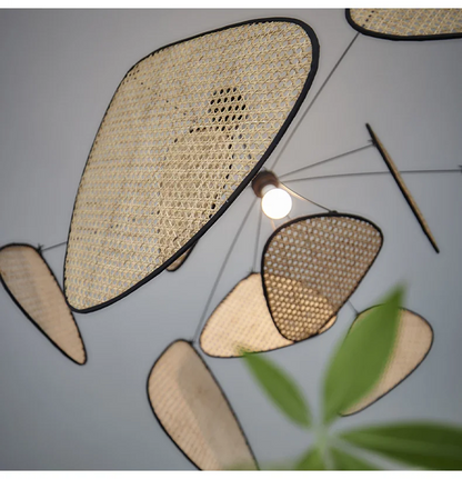 Extra Large Rattan Screen Cannage Suspension Pendant Light