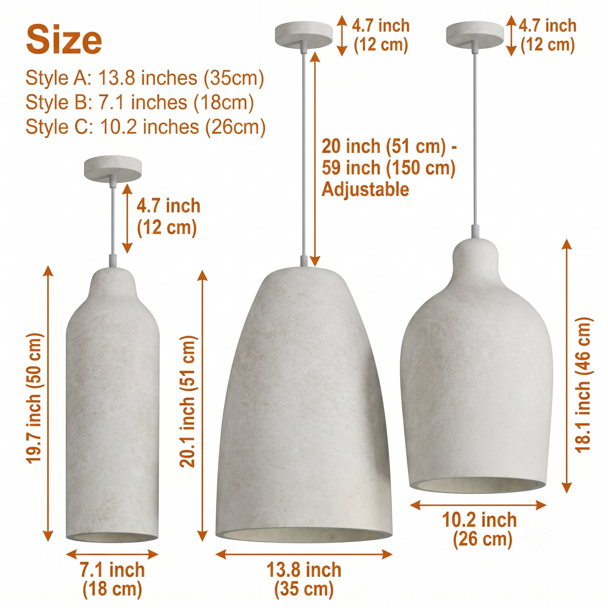Ebony Wabi Sabi Cylinder Pendant Light in 7.1-inch to 13.8-inch diameters, wider cylinder throws a bolder glow while the slender size suits tight clusters