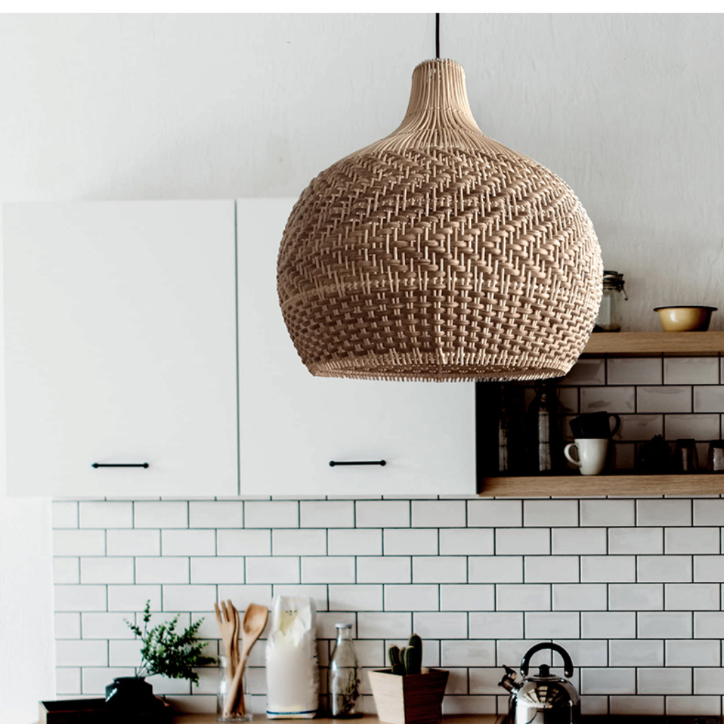 Tobago Wicker Rattan Pendant Light in kitchen area