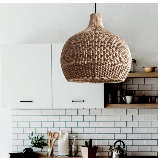 Tobago Wicker Rattan Pendant Light in kitchen area