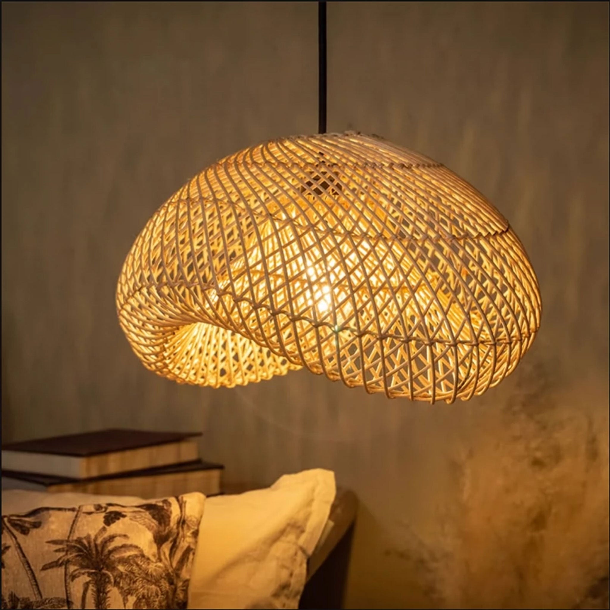 Wabi Sabi Rattan Wave Pendant Light