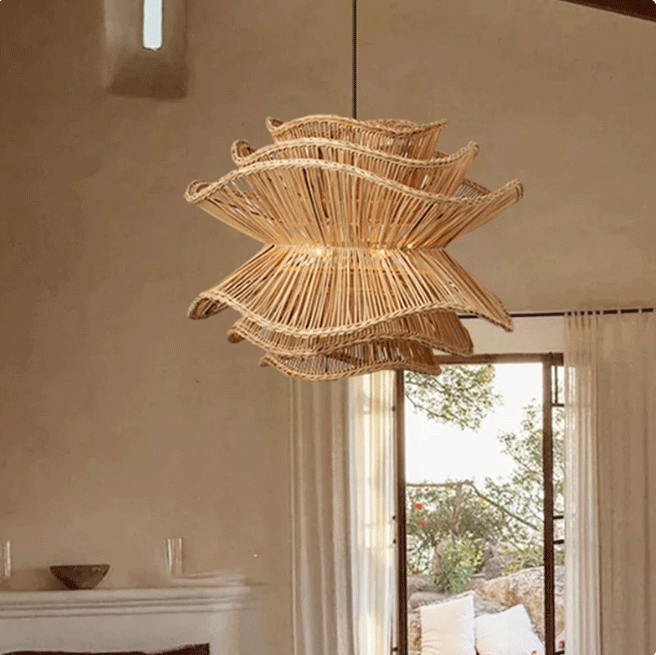 Abstract Rattan Chandelier Pendant Light