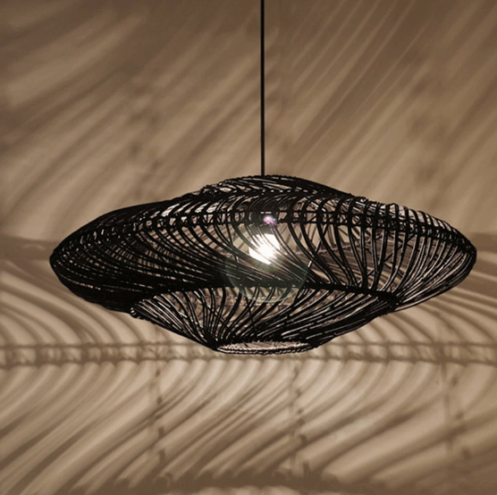 Flying Saucer Rattan Pendant