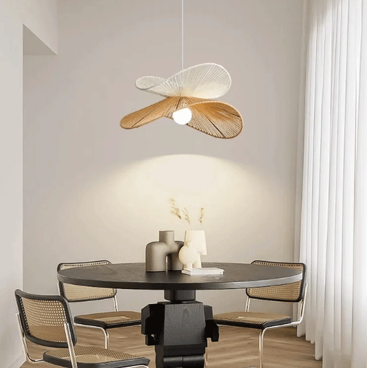 Wabi Sabi Pendant Lamp,Wicker Light,Rope Paper Lamp,Minimalist Light Fixture