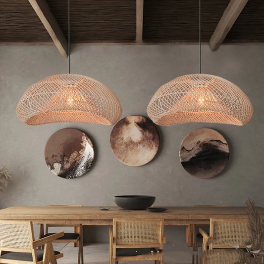 Wabi Sabi Rattan Wave Pendant Light