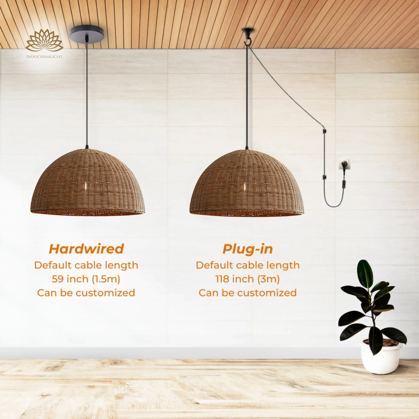 Accessories Type of Thaely Dome Wicker Rattan Pendant Light