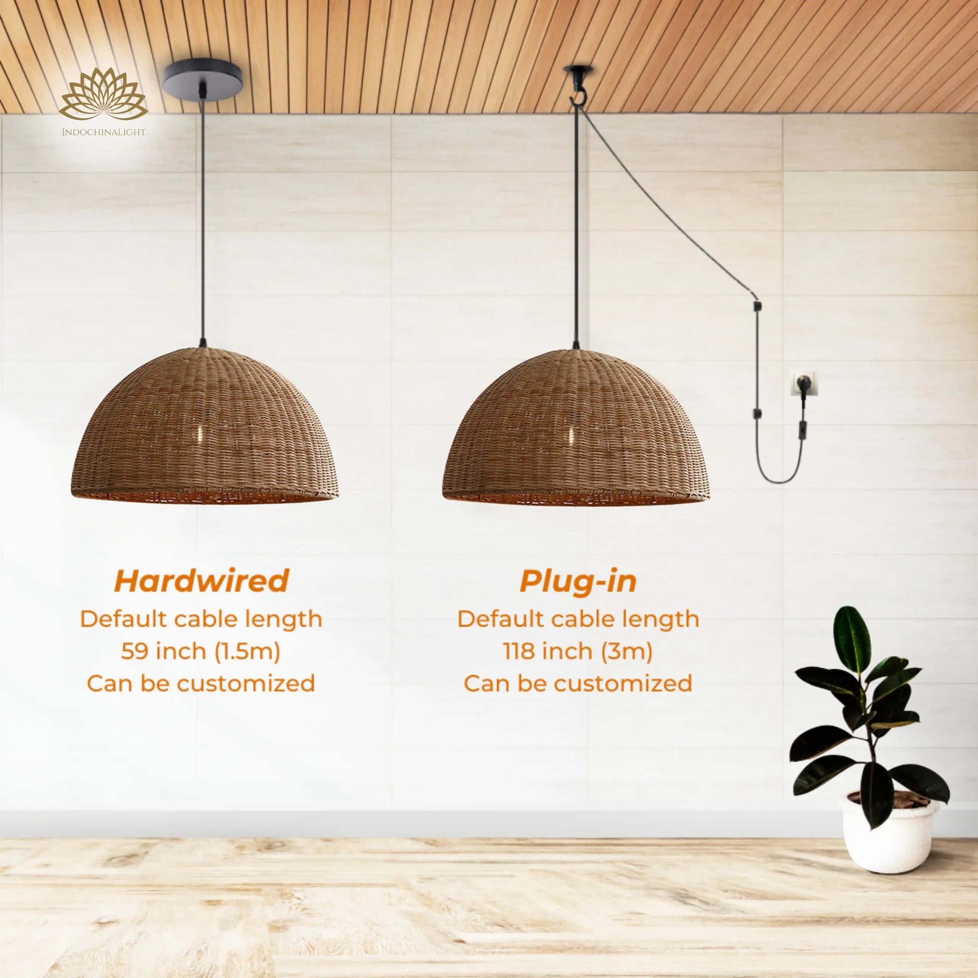 Accessories Type of Thaely Dome Wicker Rattan Pendant Light