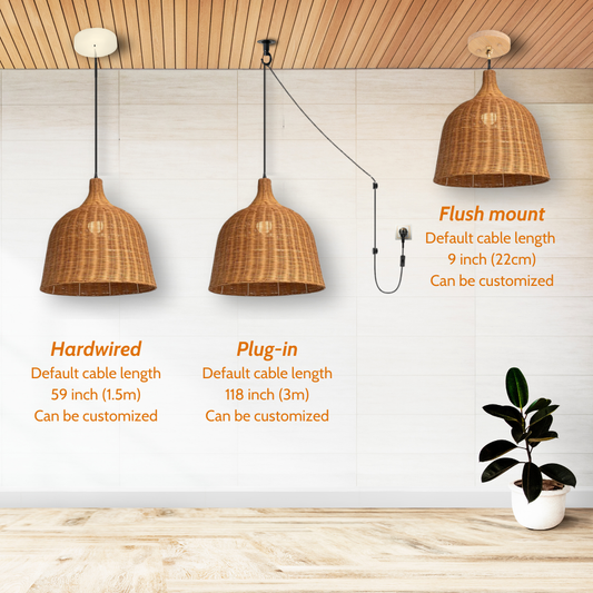 Allen and Roth Bell Wicker Rattan Pendant Light