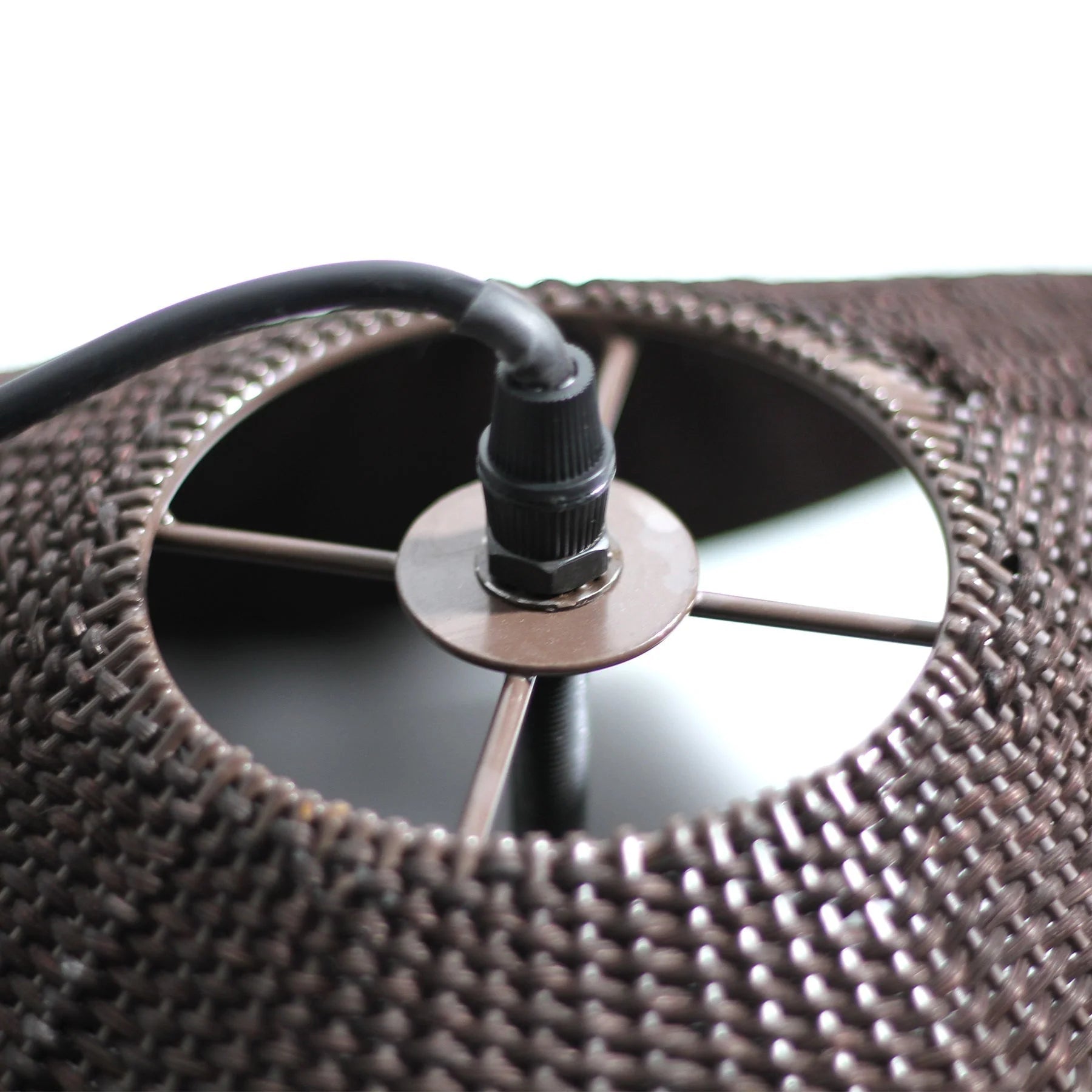 Adaya Black Rattan Pendant Light with Black hanging cord
