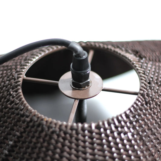 Adaya Black Rattan Pendant Light with Black hanging cord