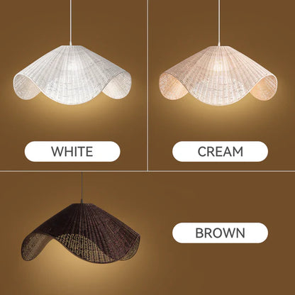 Adaya White Rattan Hanging Light compared to the black and beige shade
