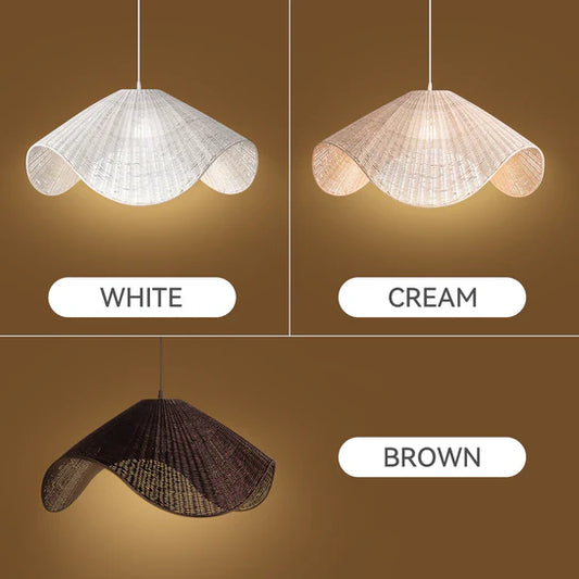 Adaya White Rattan Hanging Light compared to the black and beige shade