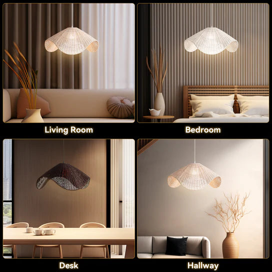 Adaya White Rattan Hanging Light for Various Rooms