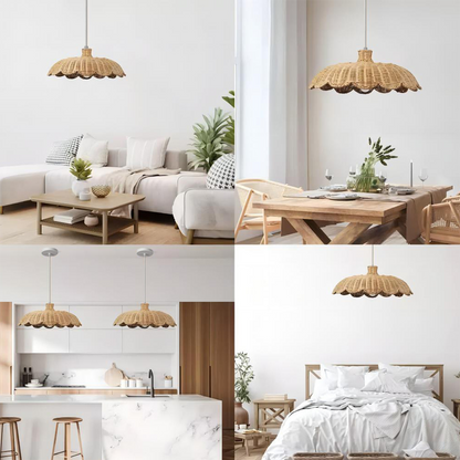 Alice rattan pendant light scallop shape for home spaces