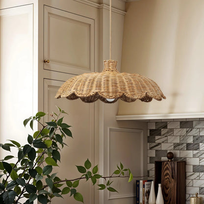 Alice rattan scallop pendant light