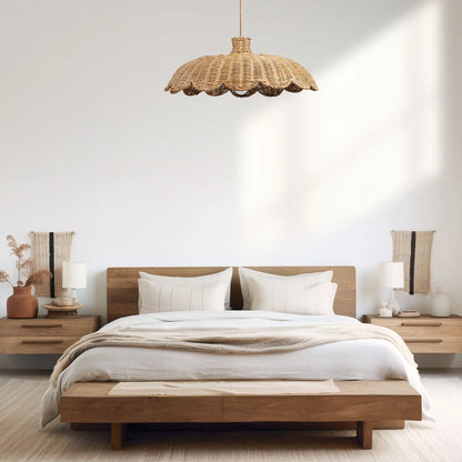 Alice scallop rattan pendant light for Japandi Bedroom