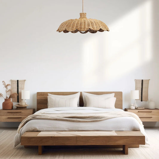 Alice scallop rattan pendant light for Japandi Bedroom