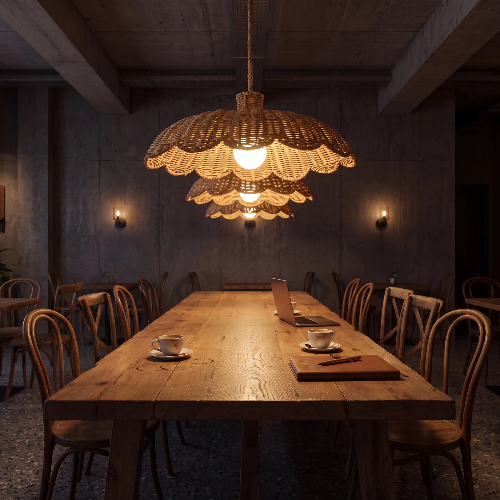 Alice Scallop Rattan Pendant Light for Outdoor Dining Room