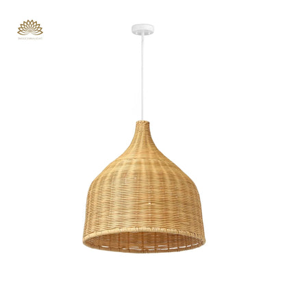 allen and roth bell wicker rattan bell pendant light