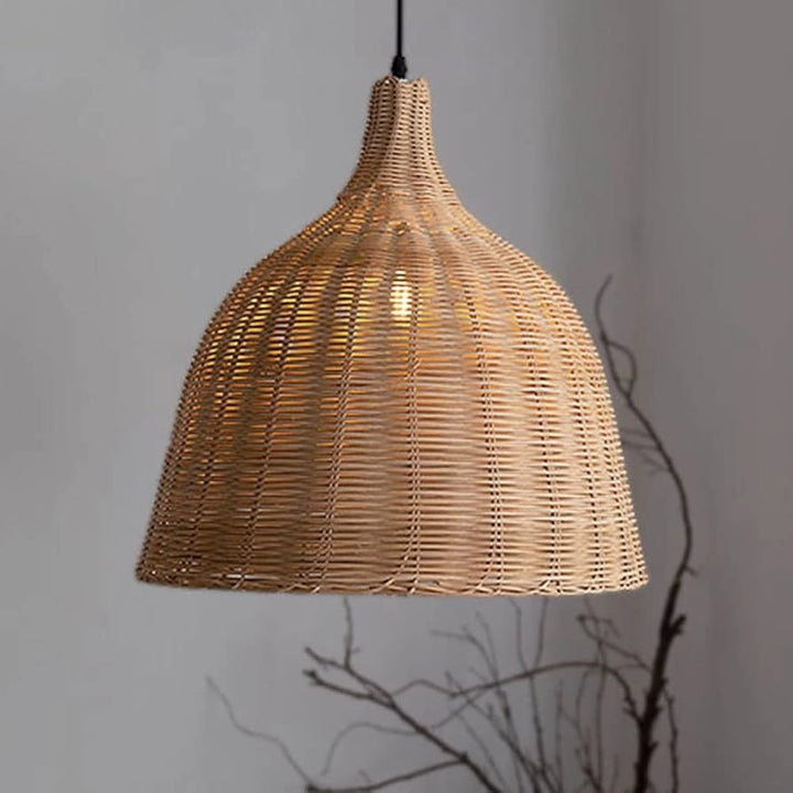 Allen and Roth Rattan Bell Basket Pendant Light