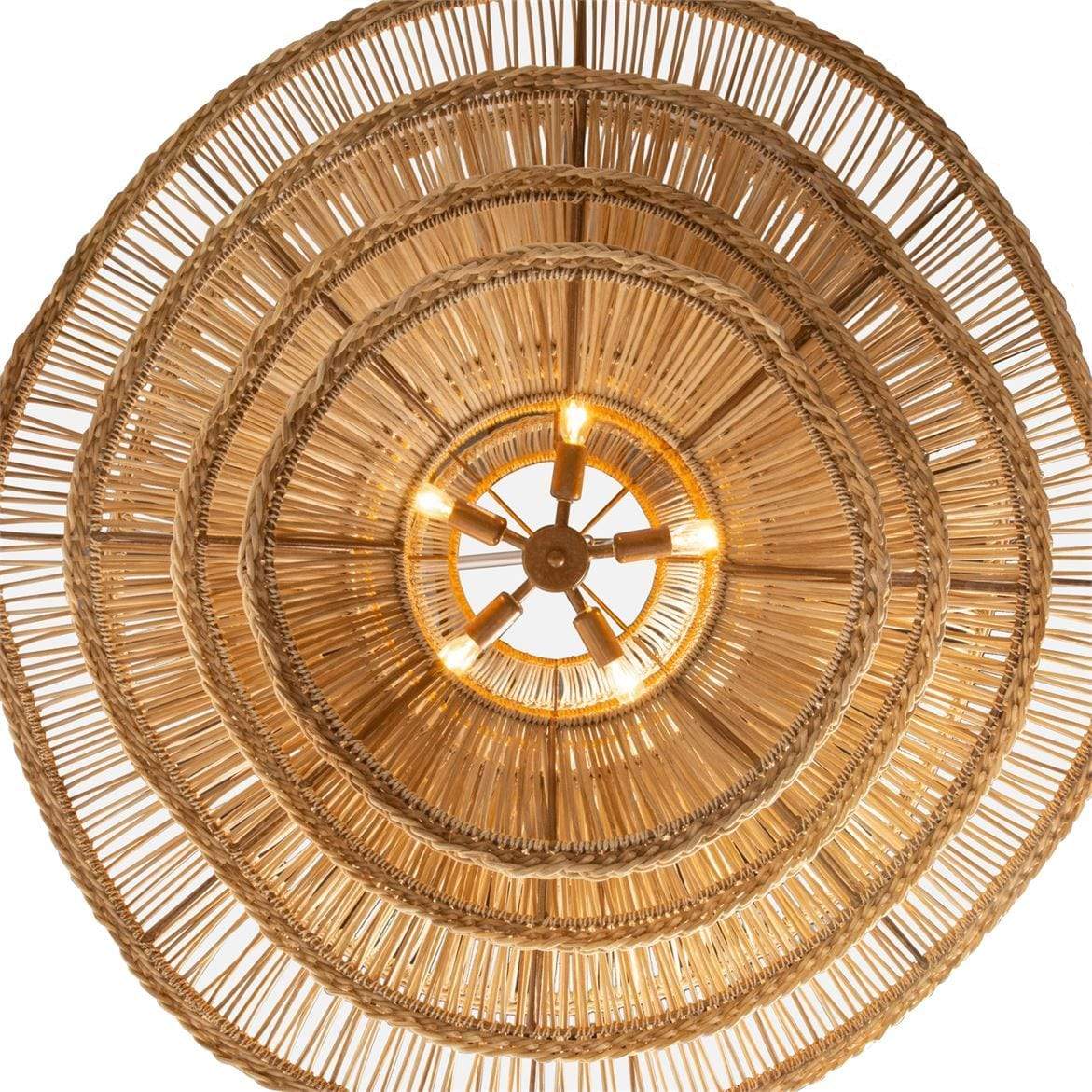 Alondra Rattan Wave Pendant Extra Large Shade Light Effect