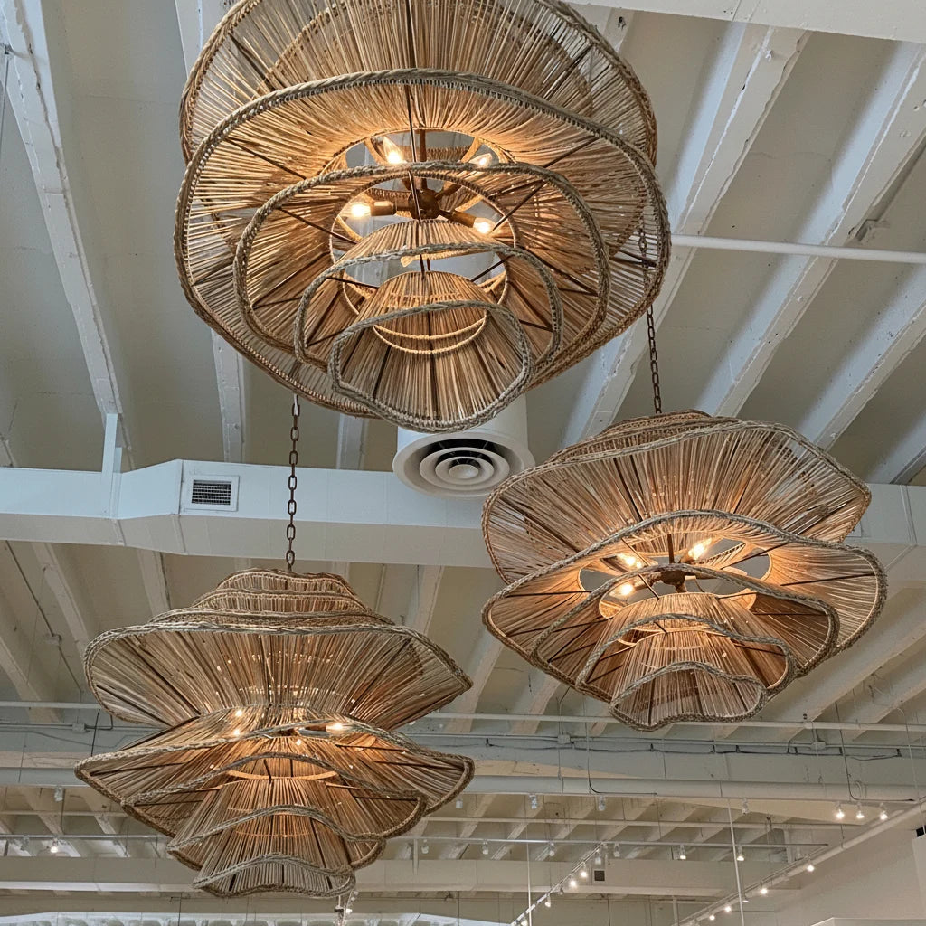 Alondra Rattan Wave Pendants