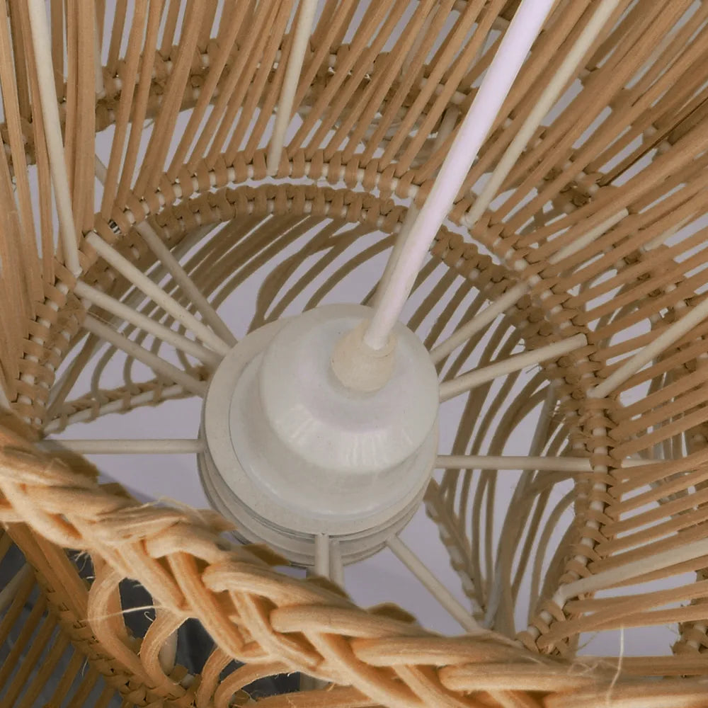 Alondra Wave Rattan Light White Pendant Cord