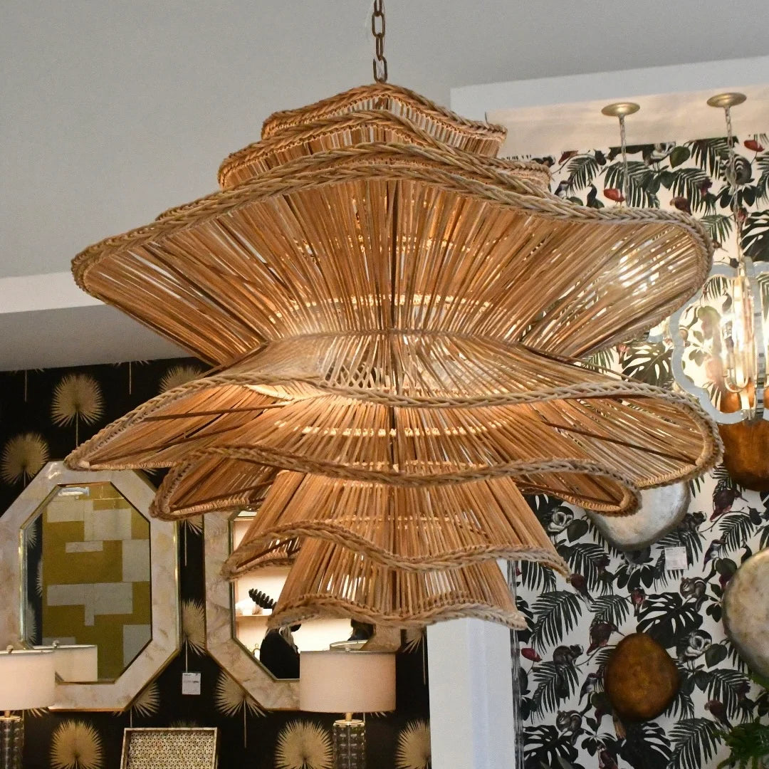 Alondra Wave Rattan Pendant Light Oversized Shade