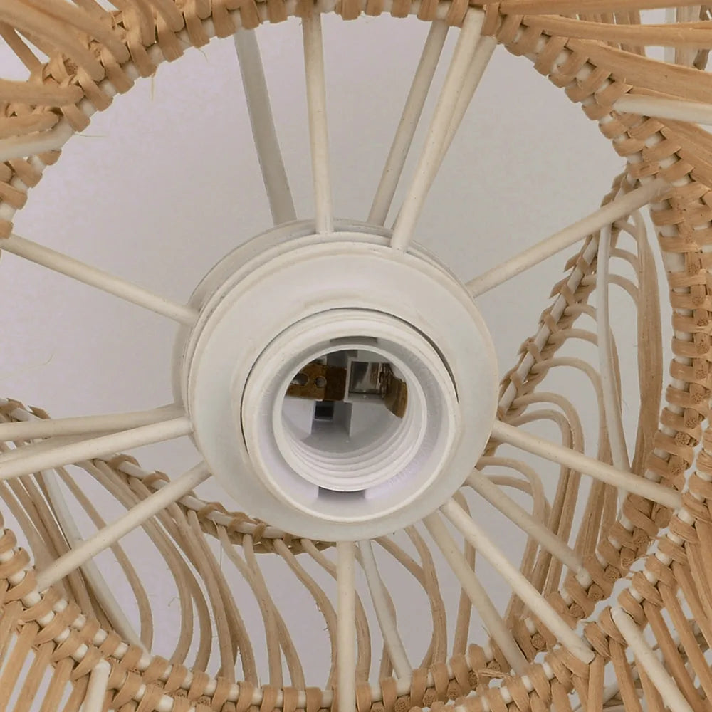 Alondra Wave Rattan Pendant Light with White Bulb Socket