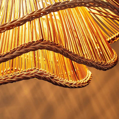Alondra Wave Rattan Pendant Wavy Shade Light Effect