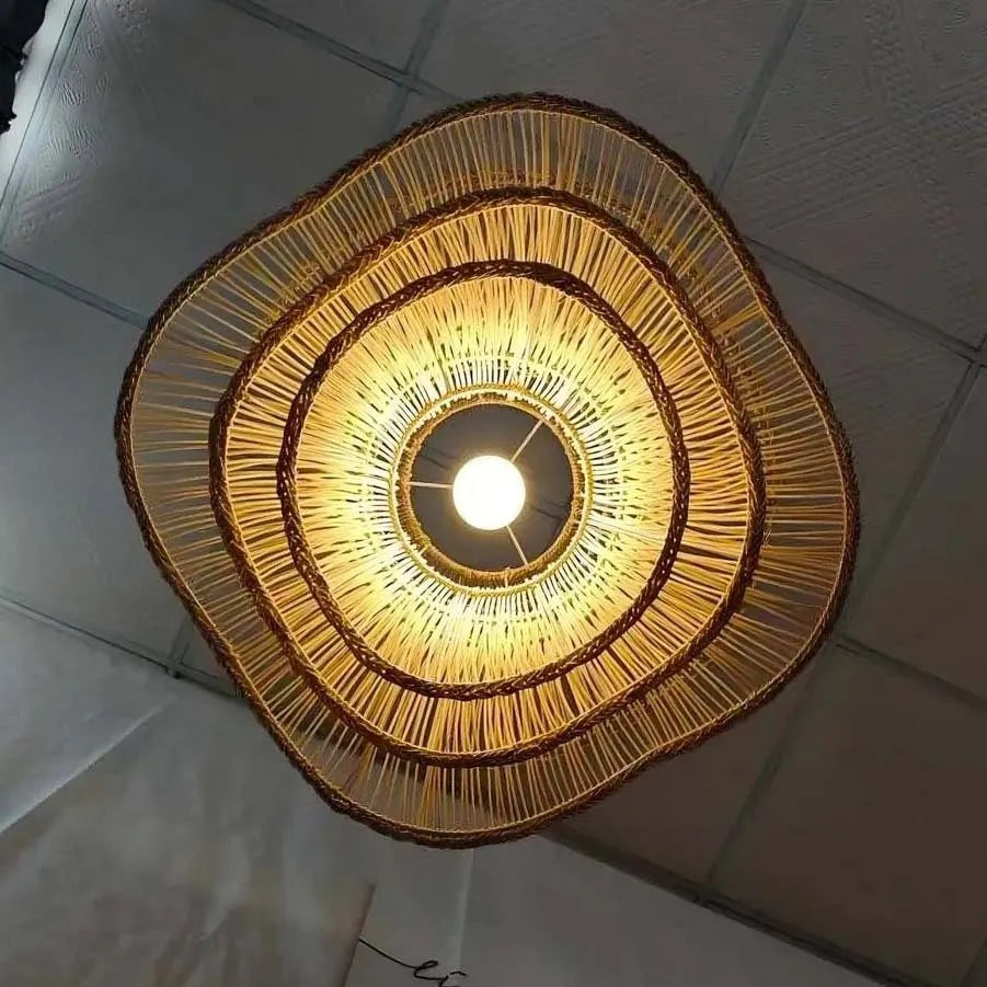 Alondra Wavy Rattan Pendant Light from Bottom Sight